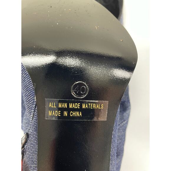 EUC - Navid O Nadia Denim Stretch Block Heel Boot - Picture 5 of 8